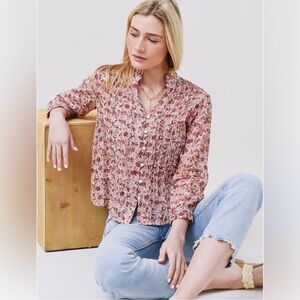 Trovata Birds of Paradise Finley Pintuck Blouse S